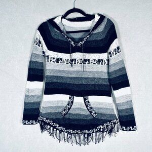 Artisan Alpaca Sweater Womens S Black Knit Pullover Pancho Costal Cowgirl